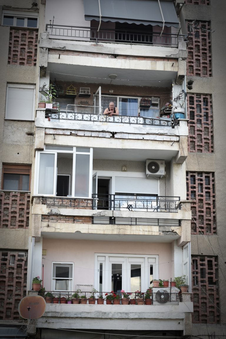 Street photo in Korçë, Albania by Rodrigo Marcotich